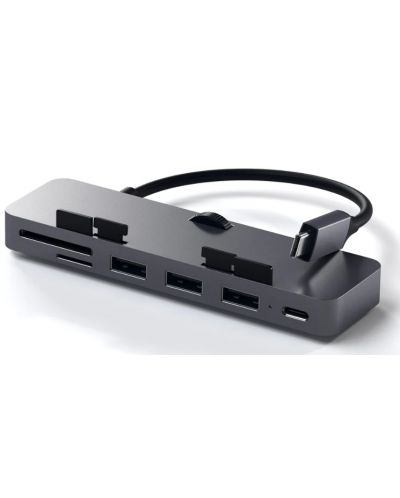 USB хъб Satechi - Aluminum Clamp Pro, 6 порта, USB-C, сив - 2