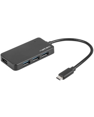 USB хъб Natec - Silkworm, 4 порта, USB-C, черен - 2