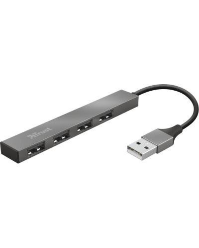 USB хъб Trust - Halyx Mini, 4-порта, USB-A, сив - 1