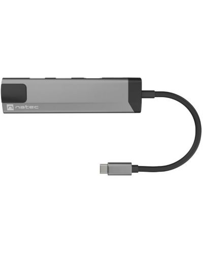 USB хъб Natec - Fowler Go, 5 порта, USB-C, сив - 4