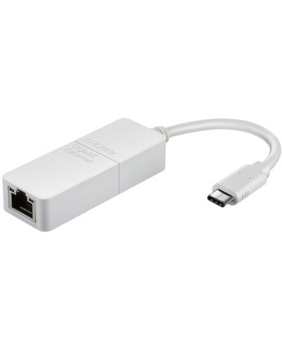 USB хъб D-Link - DUB-E130, 1 порт, USB-C към Gigabit Ethernet, бял - 1