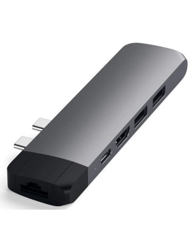 USB хъб Satechi - Aluminium Pro, 6 порта, USB-C, сив - 2