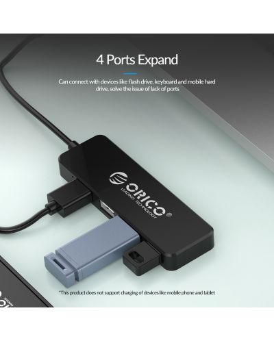 USB хъб Orico - FL01-BK, 4 порта, USB2.0, черен - 7