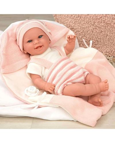 Усмихната кукла-бебе Arias - Роса в розово, реално тегло, 35 cm - 3