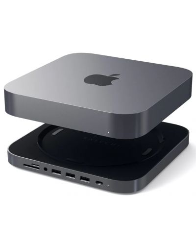 USB хъб Satechi - Aluminium Stand and Hub, Mac Mini, 7 порта, сив - 4