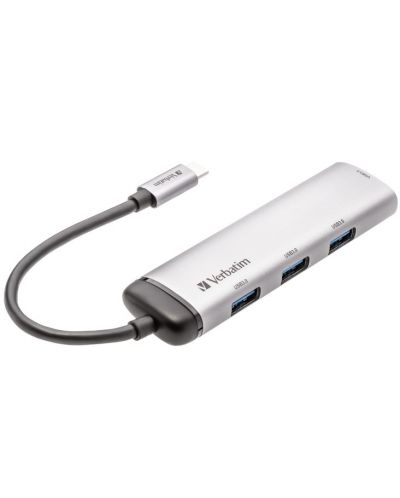 USB хъб Verbatim - Multiport Hub, 4 порта, USB-C, сребрист - 2