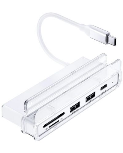 USB хъб XtremeMac - 6 порта, USB-C,  бял  - 1
