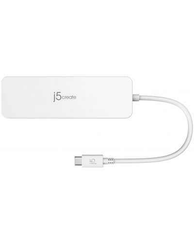 USB хъб j5create - JCD373 MultiPort, 7 порта, USB-C, бял - 2