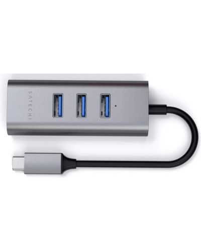 USB хъб Satechi - Aluminium, 4 порта, USB-C, сив - 5