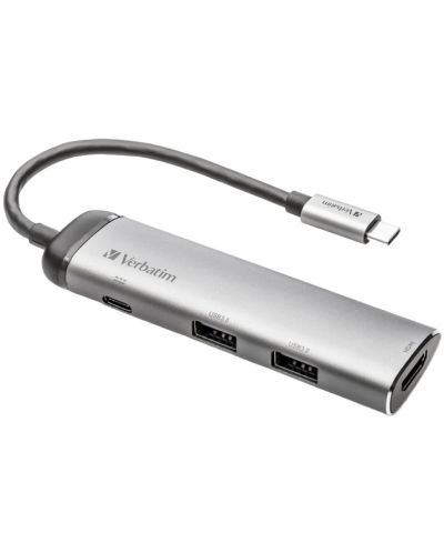USB хъб Verbatim - Multiport Hub, 4 порта, USB-C, сив - 2