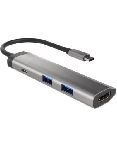 USB хъб Natec - Fowler Slim, 4 порта, USB-C, сив - 4