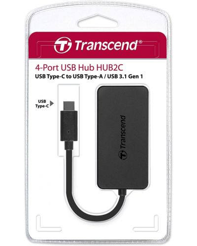 USB хъб Transcend - HUB2C, 4 порта, черен - 6