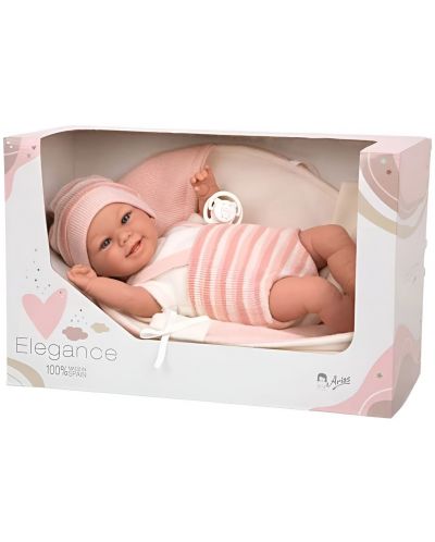 Усмихната кукла-бебе Arias - Роса в розово, реално тегло, 35 cm - 1