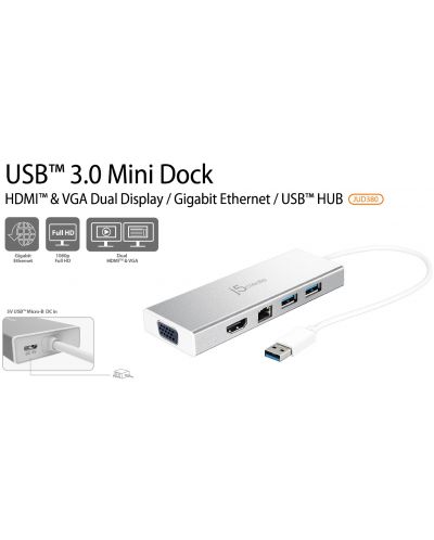 USB хъб j5create - JUD380 Mini Dock, 6 порта, USB-A, бял - 4