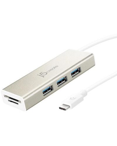 USB хъб j5create - JCH347, 3 порта, USB-C, бял - 1