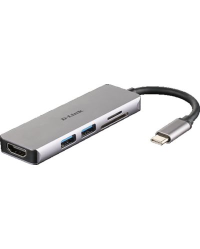 USB хъб D-Link - DUB-M530, 5-в-1, USB-C, сив - 2