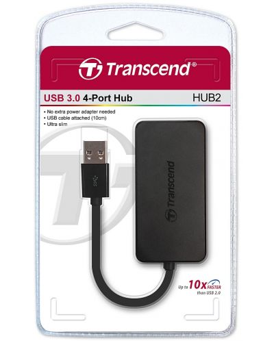USB хъб Transcend - HUB2K, 4 порта, черен - 2