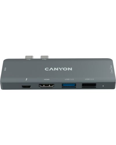 USB хъб Canyon - DS-05B, 7 в 1, USB-C, сив - 3