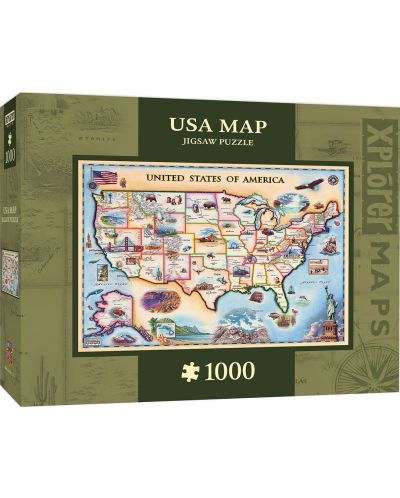 Пъзел Master Pieces от 1000 части - Карта на САЩ - 1