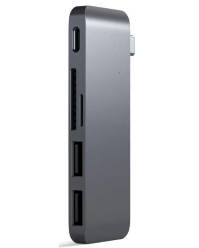 USB хъб Satechi - Aluminium Passthrough, 5 порта, USB-C, сив - 2