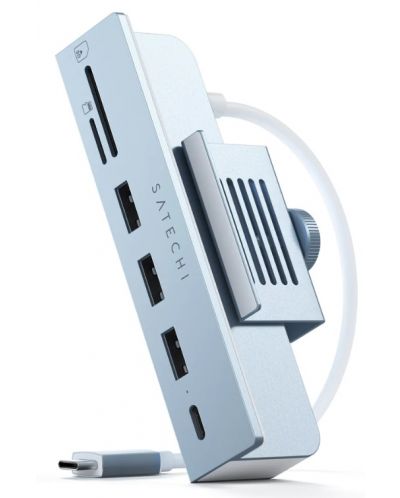 USB хъб Satechi - Clamp Hub, 6 порта, USB-C, iMac 24" 2021, син - 1
