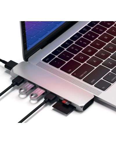USB хъб Satechi - Aluminium Pro, 6 порта, USB-C, MacBook Pro, сребрист - 5