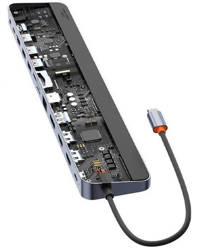 USB хъб Baseus - EliteJoy, 12 порта, USB-C, сив - 2
