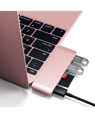 USB хъб Satechi - Aluminium Passthrough, 5 порта, USB-C, Rose Gold - 5