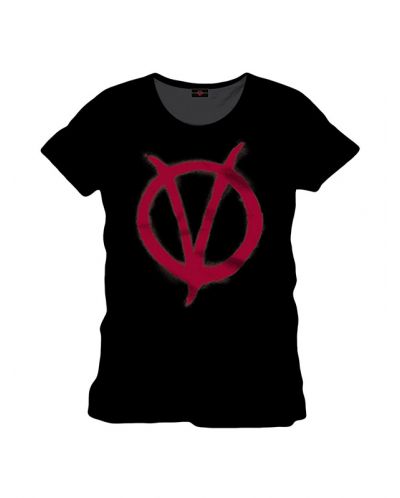 Тениска V for Vendetta - Red Symbol, черна, размер S - 1