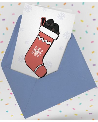 Картичка Мазно Коледа - Чорап с въглени - 2