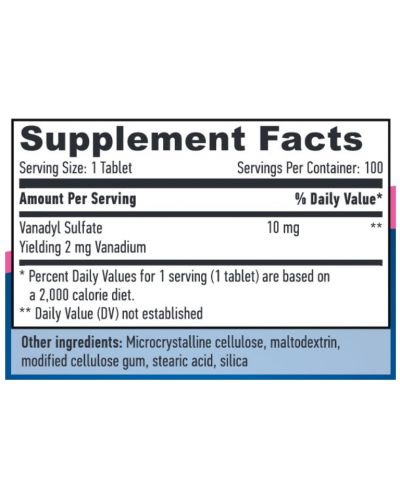 Vanadyl Sulfate, 10 mg, 100 таблетки, Haya Labs - 2