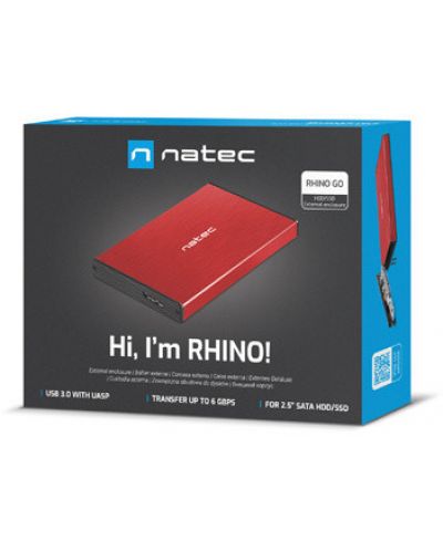 Външен HDD/SSD корпус Natec - Rhino Go, 2.5", USB 3.0, червен - 7