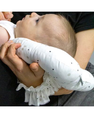 Възглавница за кърмене BabyJem - 19 x 26 cm, на точки, екрю - 2
