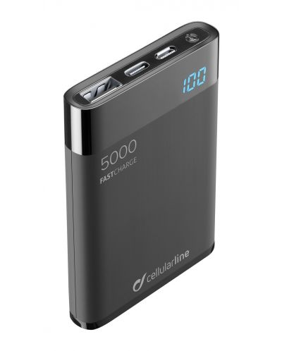 Портативна батерия Cellularline - Manta HD, 5000 mAh, черна - 1