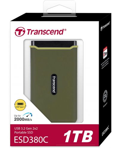 Външна SSD памет Transcend - ESD380C, 1TB, USB 3.2, зелена - 6