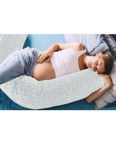 Възглавница за бременни и кърмене BabyJem - Зелени цветя - 3