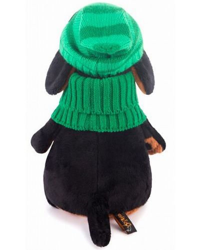 Плюшена играчка Budi Basa - Кученце Ваксон, със зелена шапка и шал, 29 cm - 3