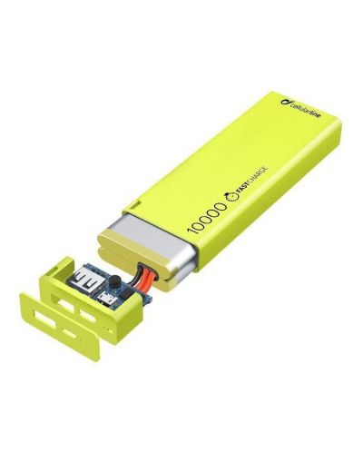 Портативна батерия Cellularline - Ultra Slim, 10000 mAh, зелена - 3