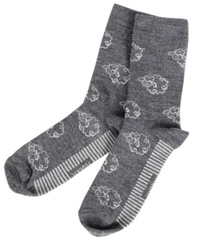 Вълнени чорапи Primo Home - Шарка на овце, сиви - 1