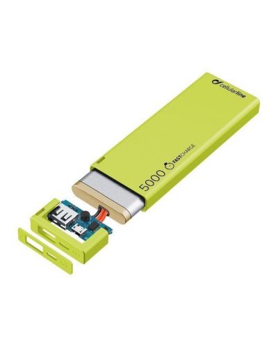 Портативна батерия Cellularline - FreePower Slim, 5000 mAh, зелена - 2