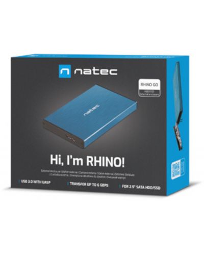 Външен HDD/SSD корпус Natec - Rhino Go, 2.5", USB 3.0, син - 7