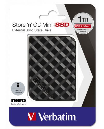 Външна SSD памет Verbatim - Store 'n' Go Mini, 1ТB, 1.8", USB 3.2, черна - 4