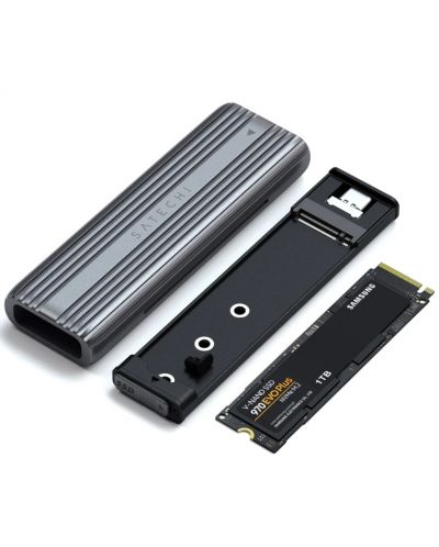 Външна кутия Satechi - USB-C, за NVME & SATA SSD, сива - 4