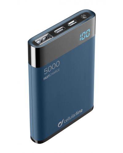 Портативна батерия Cellularline - Manta HD, 5000 mAh, синя - 1