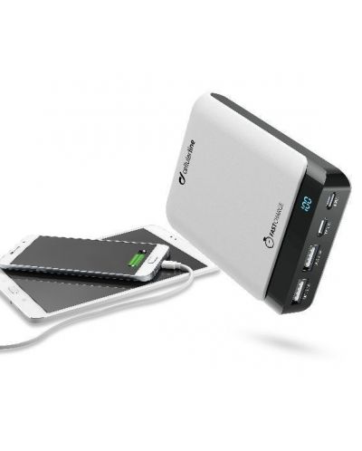 Портативна батерия Cellularline - PowerUp, 10000 mAh, бяла