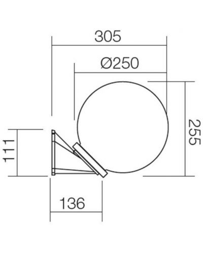 Външен аплик Smarter - Sfera 250 9872, IP44, E27, 1x42W, черен с опушено - 2