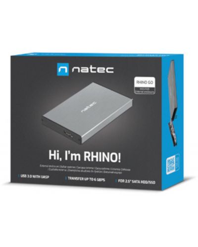 Външен HDD/SSD корпус Natec - Rhino Go, 2.5", USB 3.0, сив - 7