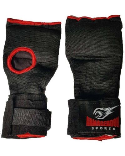 Вътрешни ръкавици за бокс Armageddon Sports - Easy Wrap,  черни/червени - 1