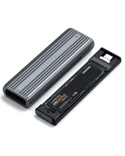 Външна кутия Satechi - USB-C, за NVME & SATA SSD, сива - 3