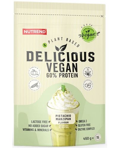 Delicious Vegan Protein, шамфъстък с марципан, 450 g, Nutrend - 1